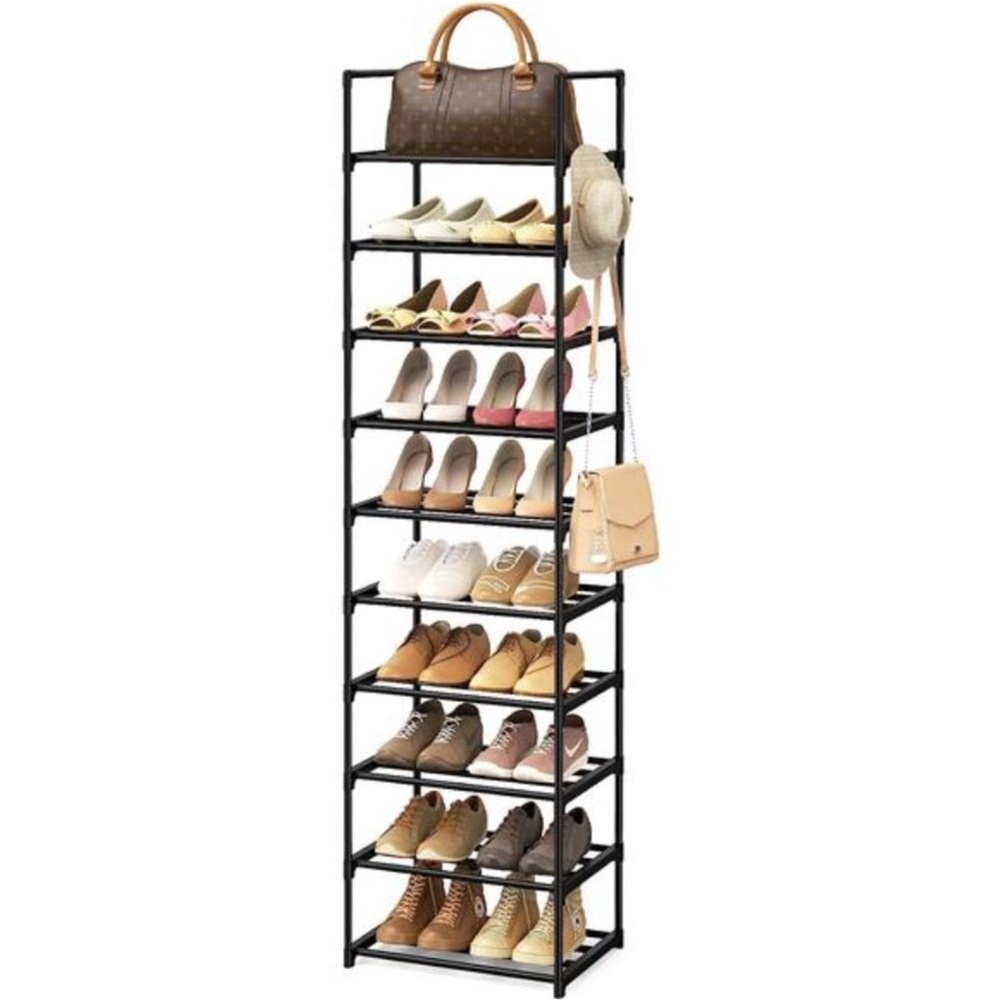 Narrow 10 Tiers Tall Shoe Rack for Entryway 20-24 Pairs Shoe and Boots Organizer